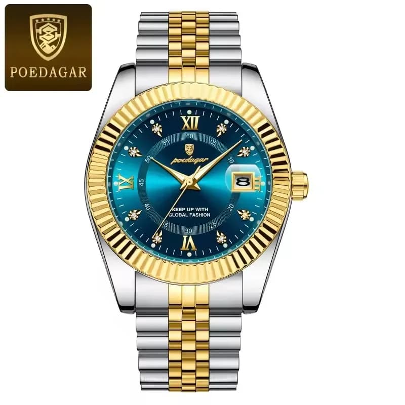 Poedagar 910 CH For Men - Silver Gold Blue
