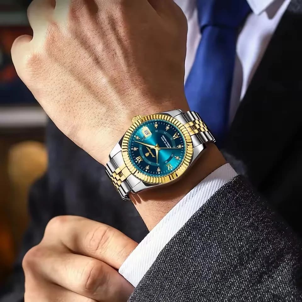 Poedagar 910 CH For Men - Silver Gold Blue