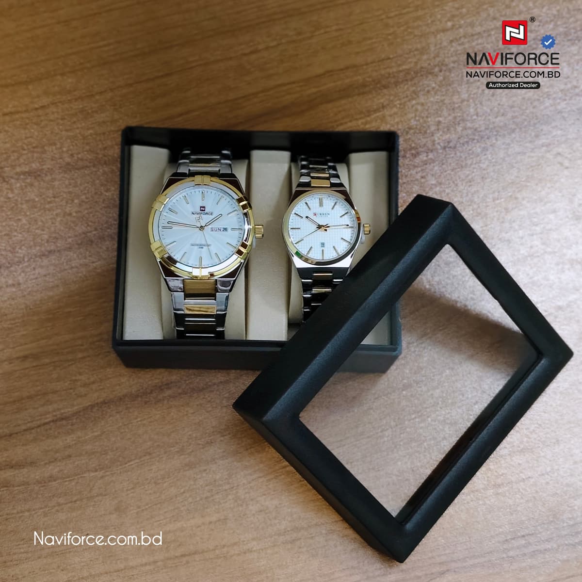 Plastic Watch Box Couple Watch Slot - Black