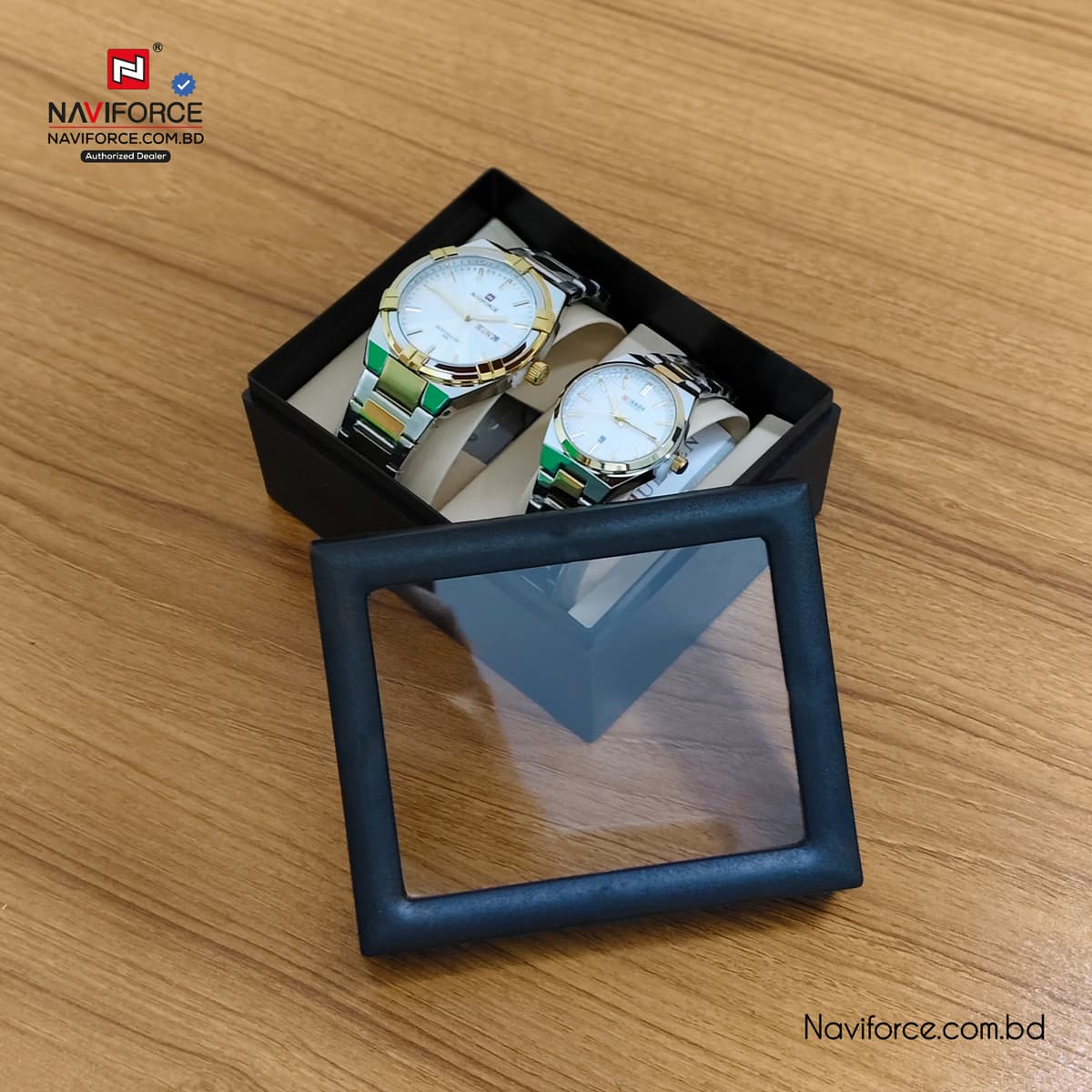 Plastic Watch Box Couple Watch Slot - Black