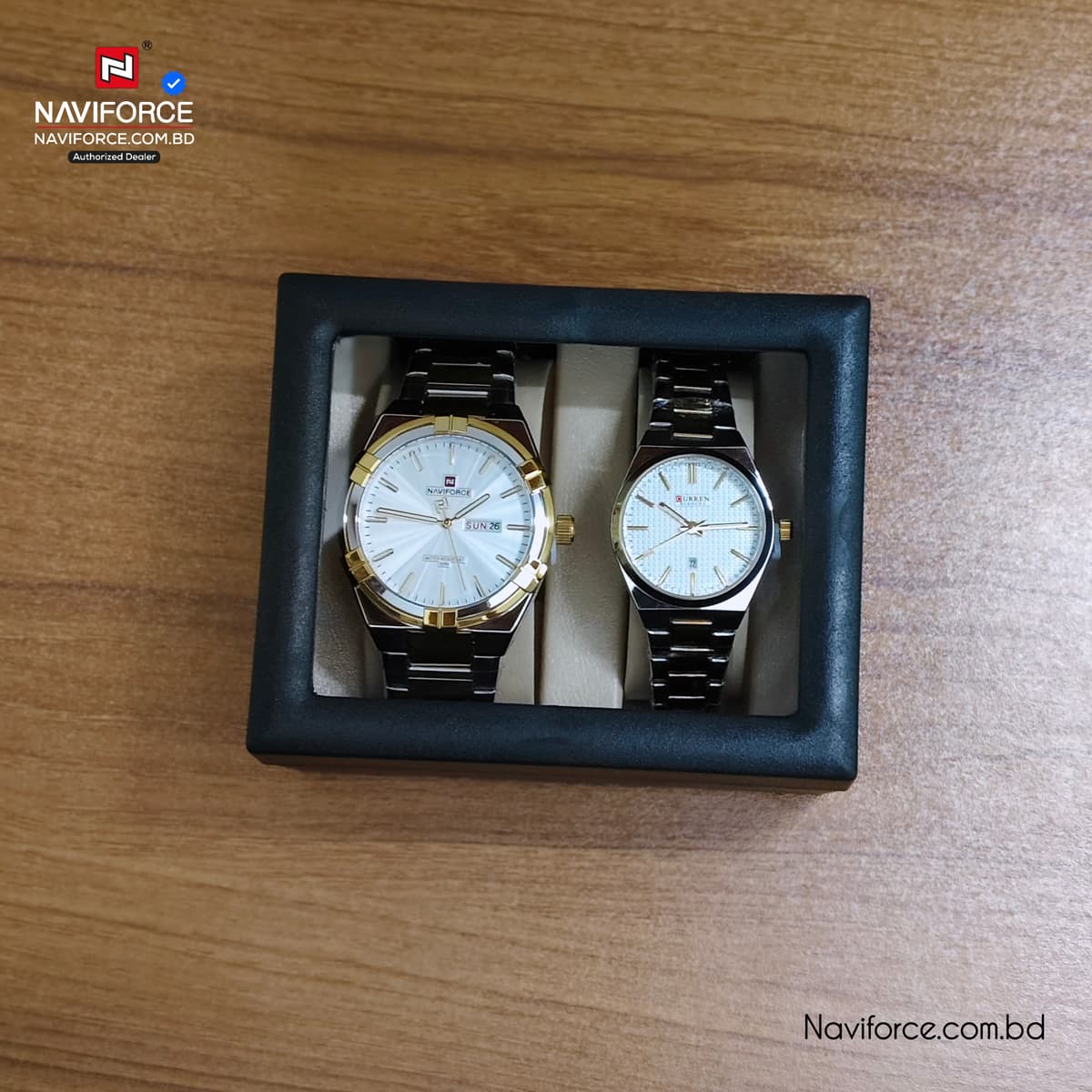 Plastic Watch Box Couple Watch Slot - Black